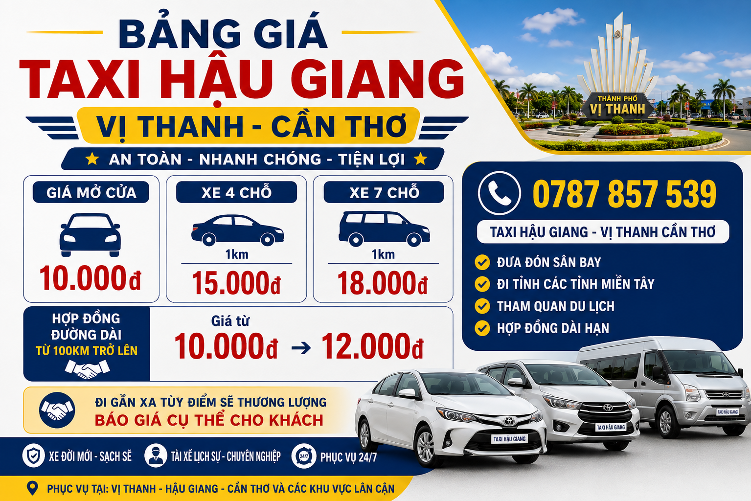 Bảng giá taxi vị thanh
