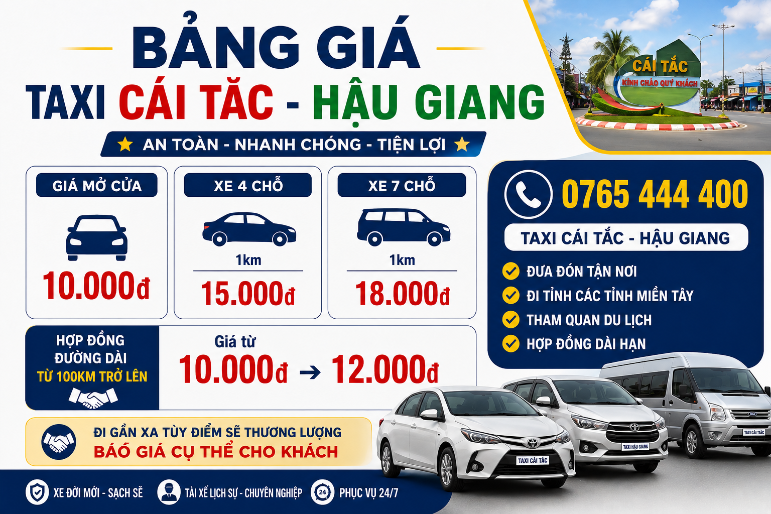 Bảng giá taxi cái tắc hậu giang giá rẻ