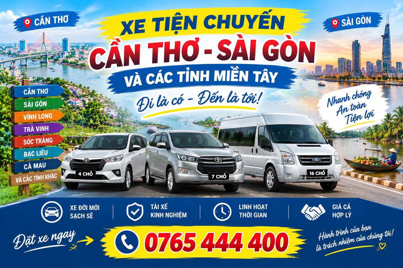 Xe tiện chuyến Cần Thơ Sài Gòn
